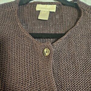 J Jill Brown Knit Cardigan Sweater
